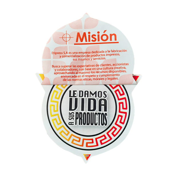 Etiqueta Tipo Boocklet Misión