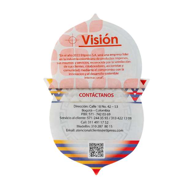 Etiqueta Tipo Boocklet Visión